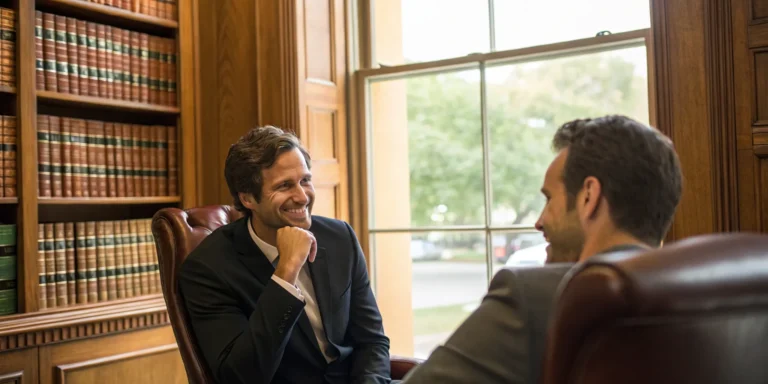 Springfield injury lawyer discusses a legal case with client.