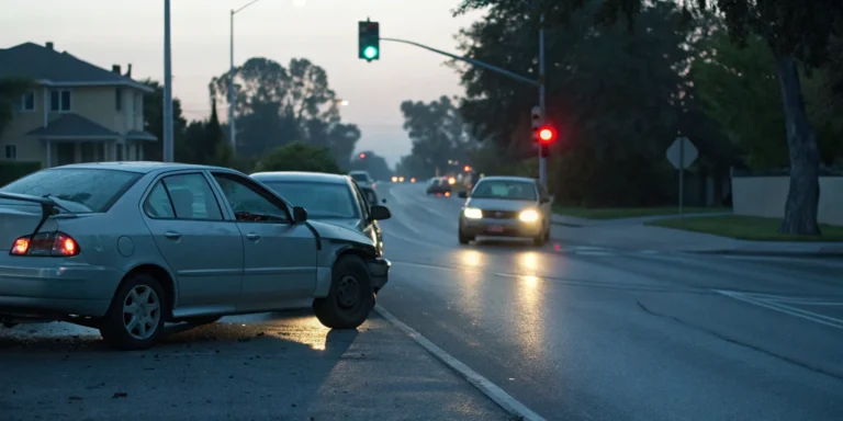 Rear-end car collision.