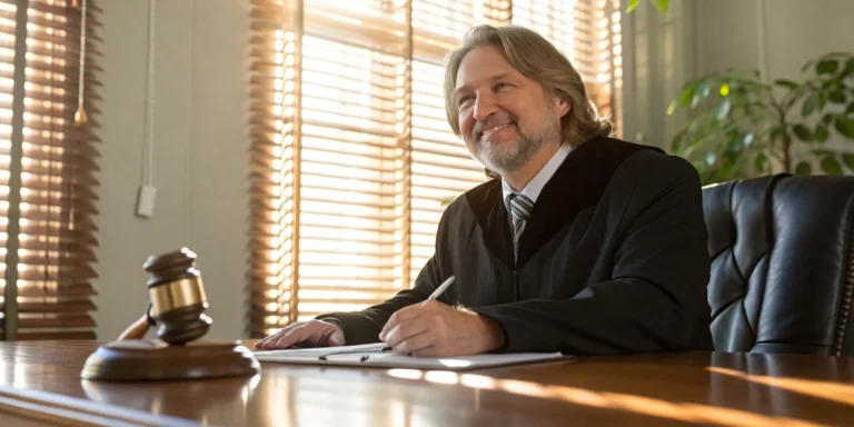 Personal injury lawyer advocating for client.