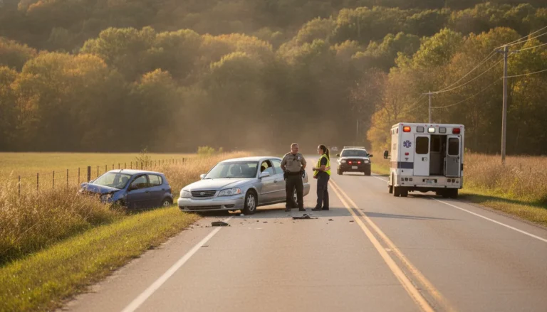 Driver speaking with a medical professional after a Missouri car accident